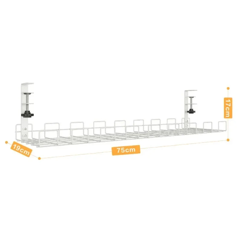 Under Table Storage Racks Removable Hang Management Tray Home Office Desk Wire Organizer Adjustable Kitchen Storage Accessories