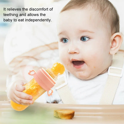 Baby Feeding Bottle Spoon Teether Baby Silicone Rice Paste Cereal Fruits Feeding Squeeze Bottle Spoon Feeder Newborn Baby Bottle