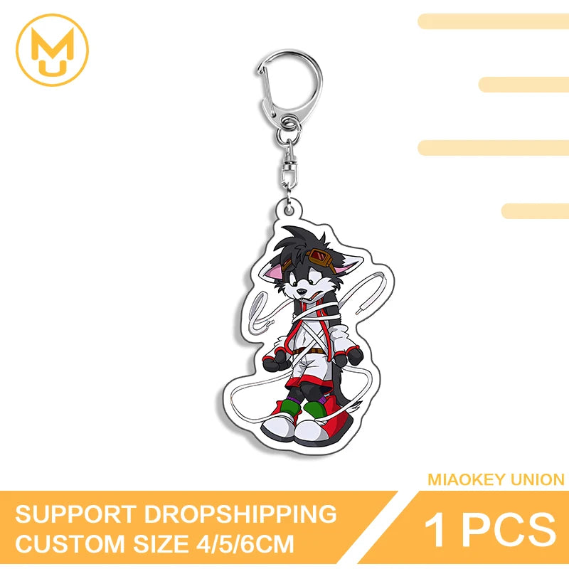 Furry Wolf Fashionable Eye Catching Lively Edgy Acrylic Keyring Charming Adorable Exquisite Anime Jewelry Accessories Gifts