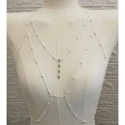 Metal Body Bust Chain Jewelry for Women Sexy Style Hollow Bikini Ladies Breast Crystal Body Chain Decoration Fashion Jewelry