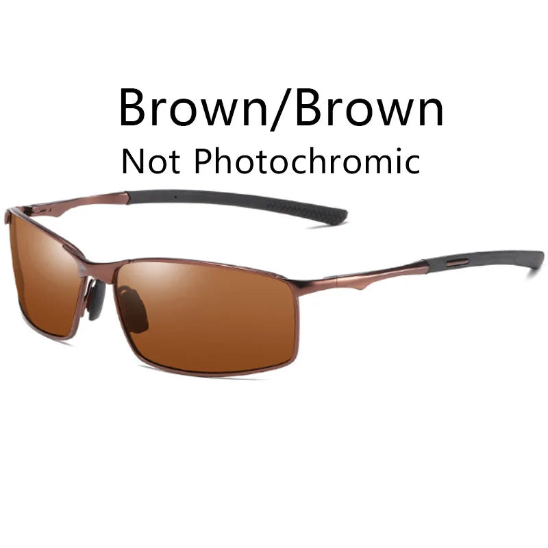 Photochromic Men Polarized Sunglasses Male Metal Square Glasses Driving Sun Glasses UV400 Outdoor Sports Cycling Goggles