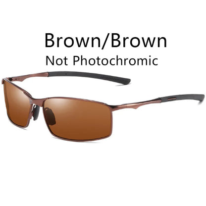 Photochromic Men Polarized Sunglasses Male Metal Square Glasses Driving Sun Glasses UV400 Outdoor Sports Cycling Goggles