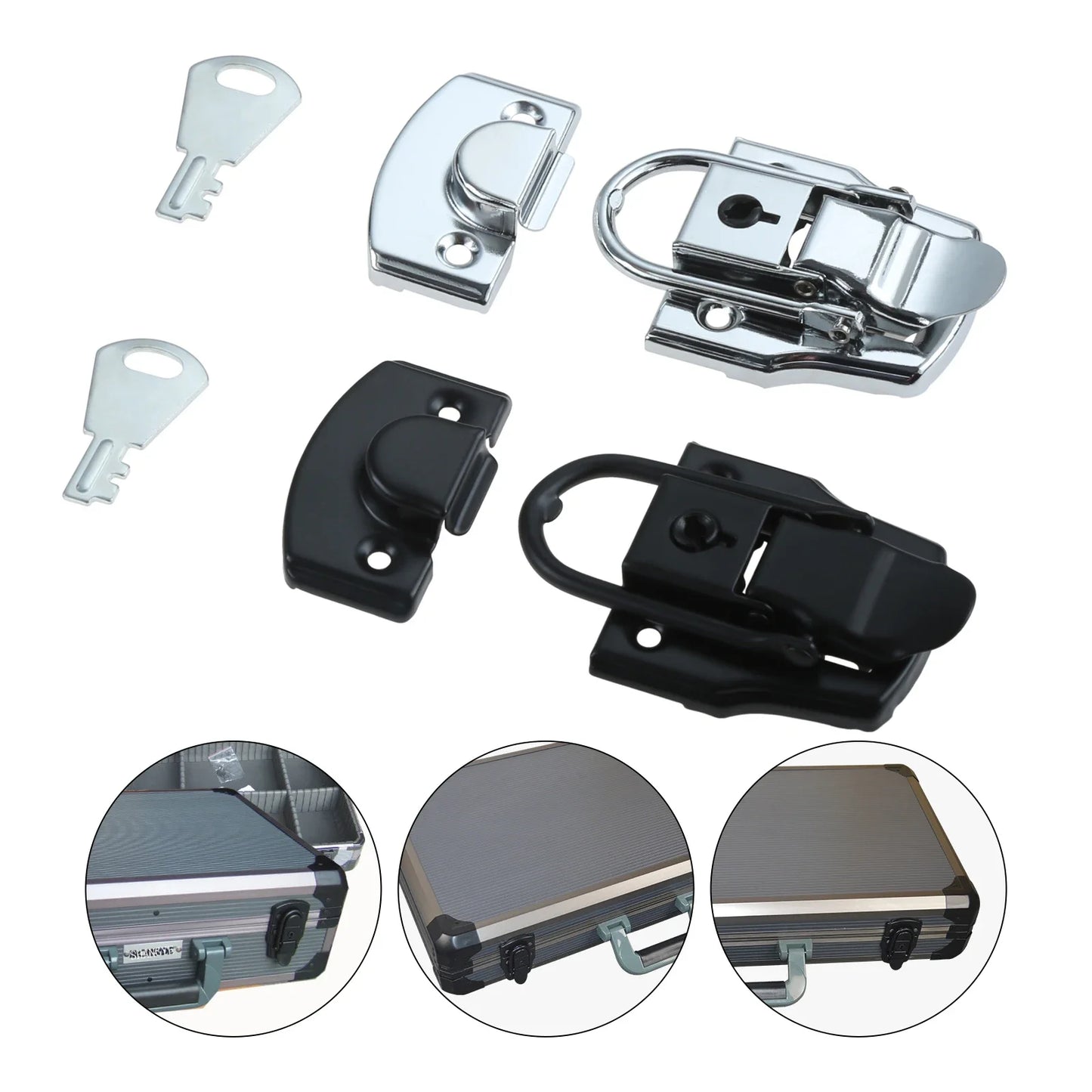 1pc Suitcase Lock Hasp with Key 76*45mm Tool Cabinet Fitting Lock Bag Spring Belt Hasp Buckle Hardware Package Accessories