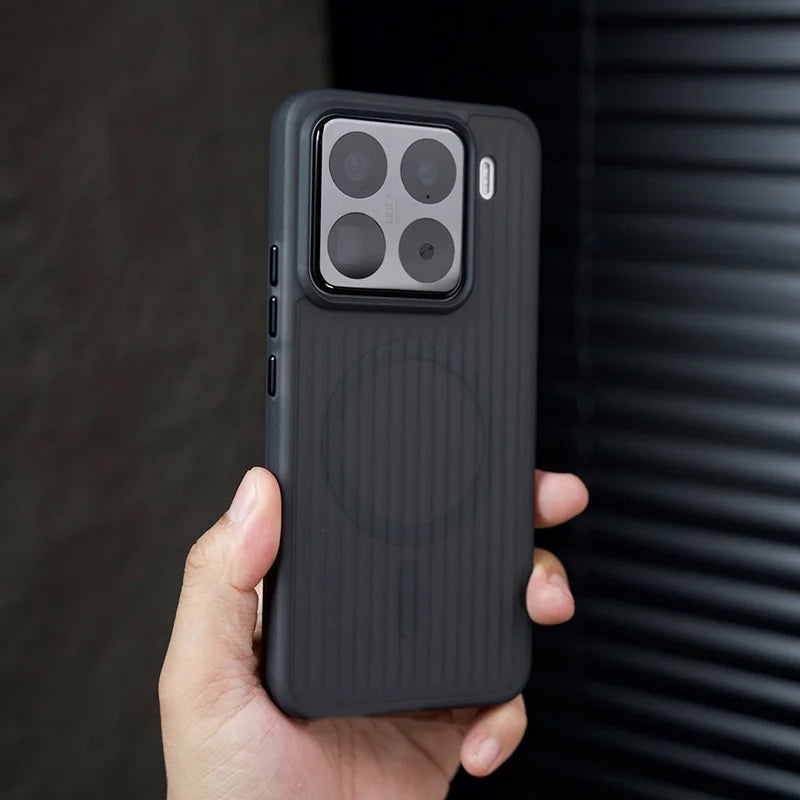 Soft Corrugated Magnetic Back Case For Xiaomi Mi 13 14 15 Pro 17 ProMax Shockproof Matte Clear Cover