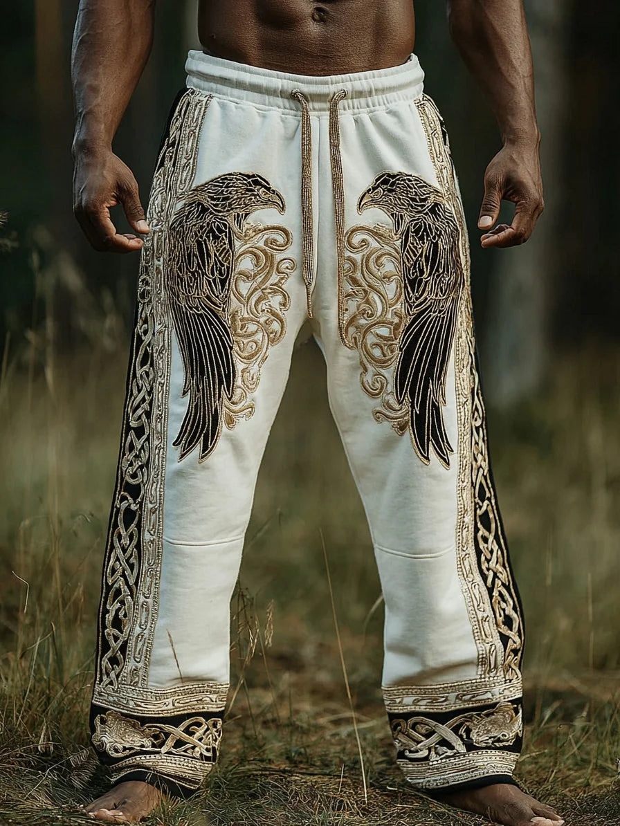 Men's Viking Nordic Sun Art Knot Tribe Celtic Rune 3D Printed Casual Pants Drawstring Straight Leg Pants Summer Beach Pants