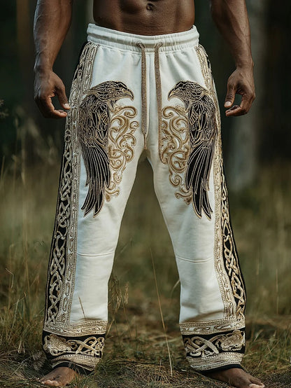 Men's Viking Nordic Sun Art Knot Tribe Celtic Rune 3D Printed Casual Pants Drawstring Straight Leg Pants Summer Beach Pants