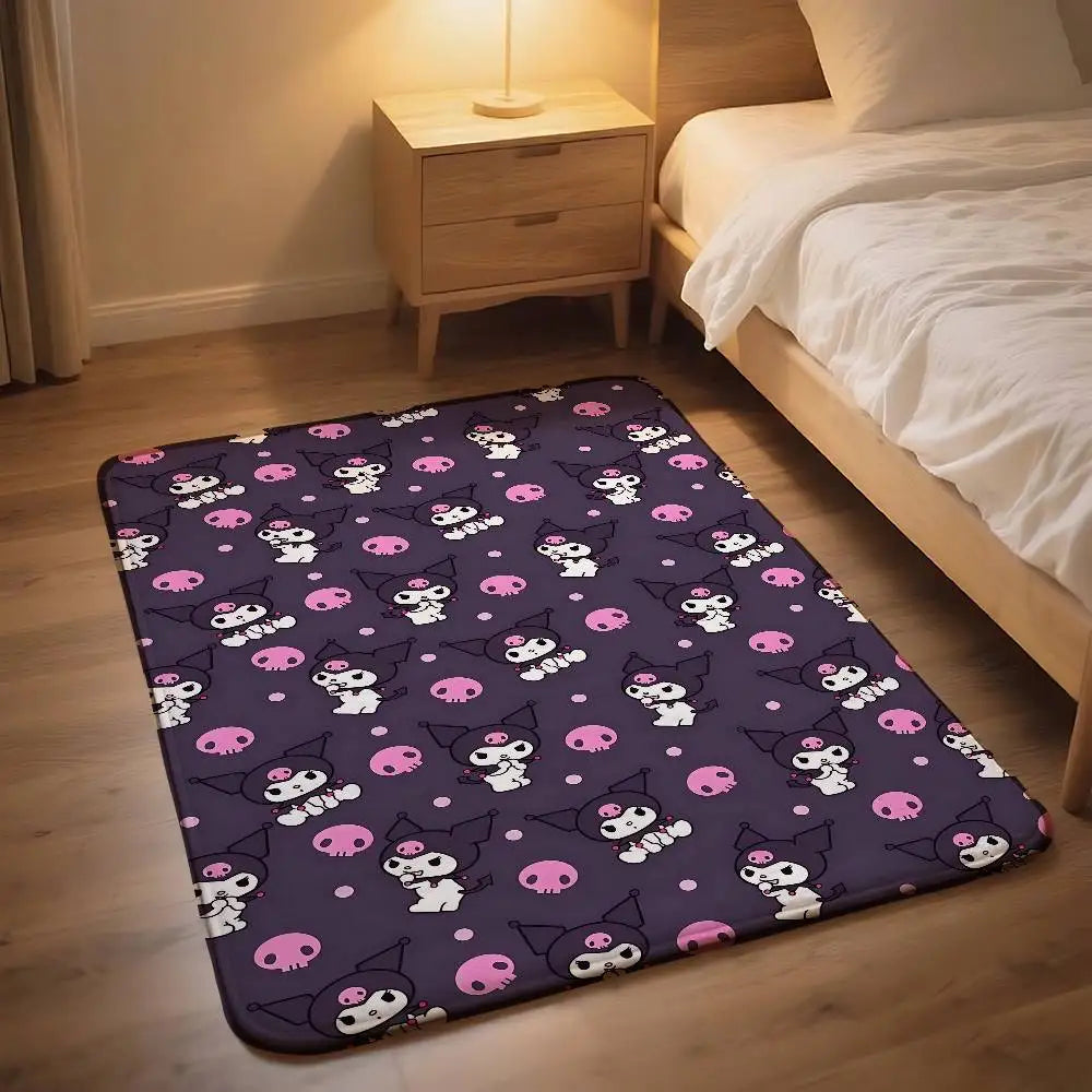 Cute Cartoon-K-Kuromi-S Kawaii Floor Mat Bathroom Absorbent Mat Simple Door Dirt-resistant Mat Home Kitchen Mat Foot Mat Entry