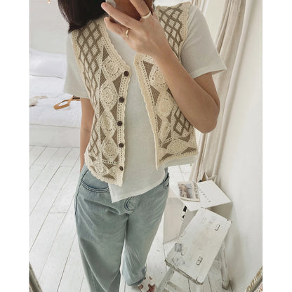 2022 Oem Woman Spring Summer Superimposed Knit Sweaters Vests Y2k Waistcoat Sleeveless Clothes New Vintage Crop Tops Cardigan