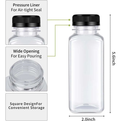 Plastic Bottles with Caps Juice Bottles Clear Reusable Containers Plastic Smoothie Bottles for Juice Milk Homemade Beverages