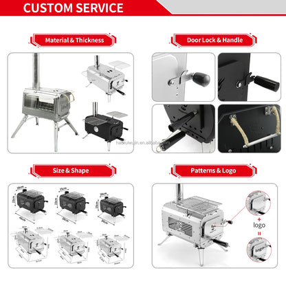 Wholesale Portable Mini Bell Tent Stove Foldable Outdoor Winter Camping Kitchen With Hot Heating Wood Burning Feature