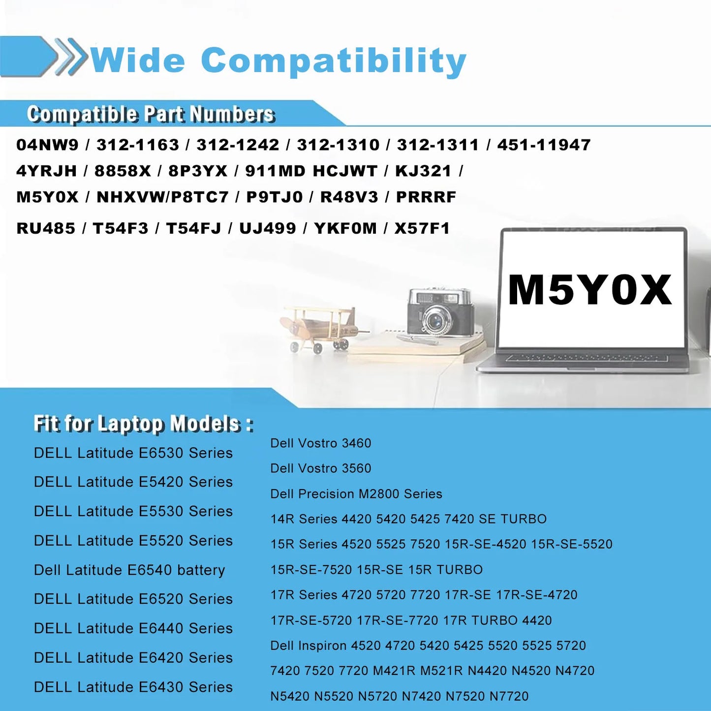 DXT New Laptop Battery M5Y0X For Dell Latitude E6420 E6520 E6530 E5420 E5520 E5430 E5530 Inspiron 17r-7720 17r-se-7720 17r-5720