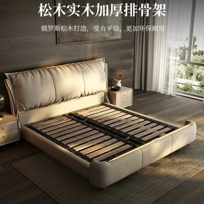 Bedroom Furniture Italian Simple Double Bed Frames Full Size Queen Soft Backrest Wedding Bed Muebles De Dormitorio Furniture