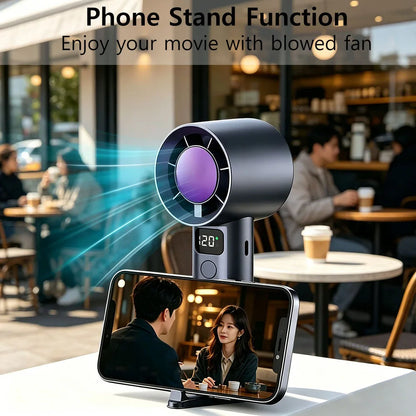 Portable Mini Fan 5 Speed Handheld Fans with Power Display USB Rechargeable Battery Lightweight Personal Cooling Fan with Stand