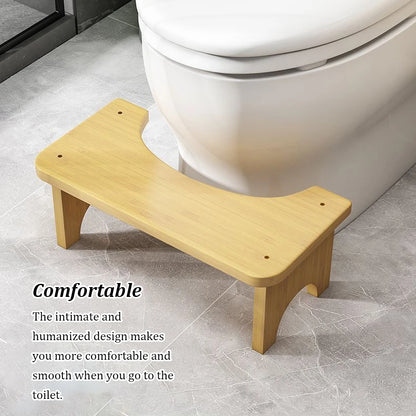 Bamboo Toilet Stool Bathroom Waterproof Non Slide Poop Seat Adult Holder Washroom Closestool Squat Bench for Home Travel