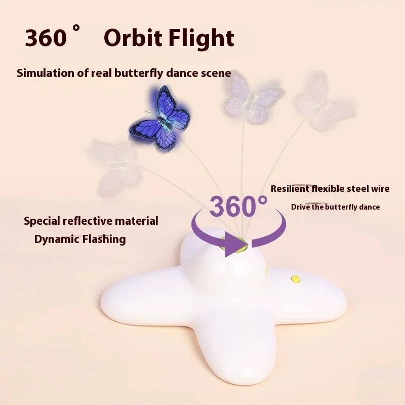 Pet cat self-hi boredom relief artifact butterfly electric cat teasing toy induction automatic rotation cat teasing turntable
