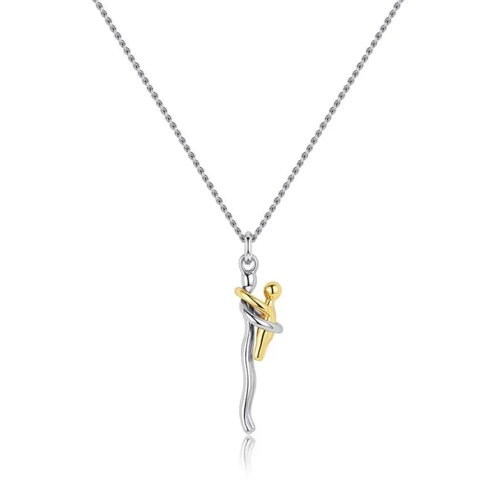 LATS Mother Child Hug Pendant Necklace for Women Men Mother's Day Father's Day Valentine's Day Creative Charm Jewelry Gifts