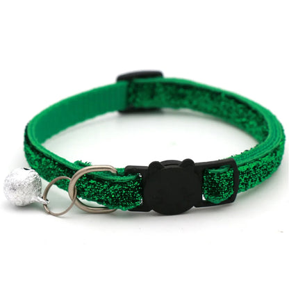 Cat Collar Adjustable with Bell Breakaway Adjustable Kitten Cat Sequin Collar Neck Strap Cat Pet Supplies Puppy Accessories