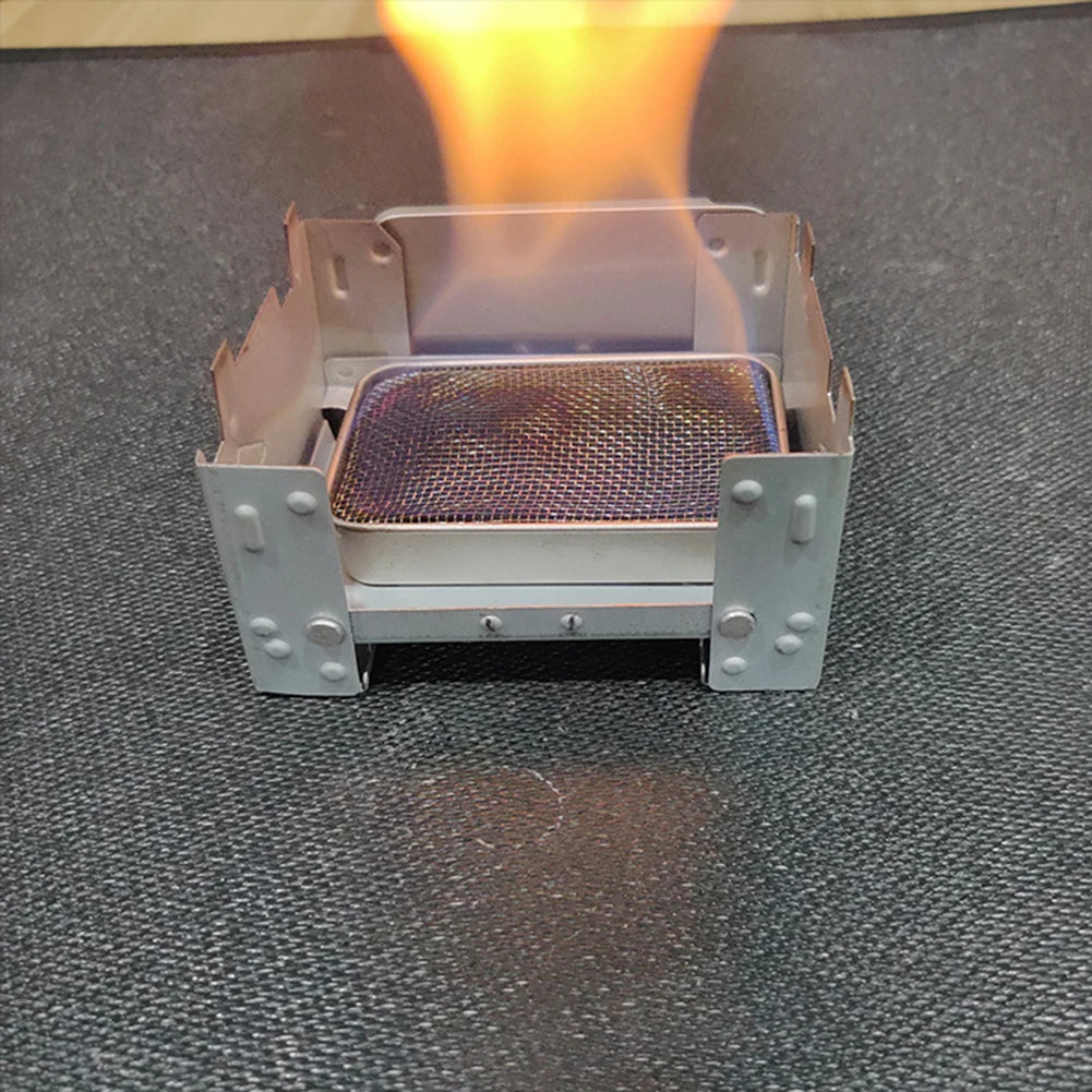 Outdoor Alcohol Stove Stainless Steel Camping Cooking Stove Portable Mini Solid Fuel Stove for Travel Hiking BBQ