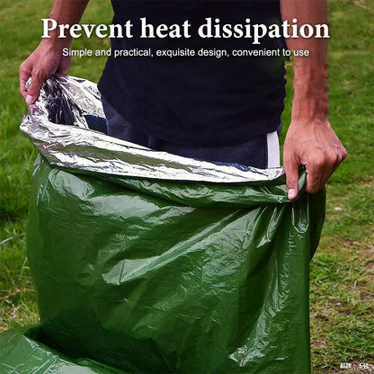 Sack for Camping, Hiking, Outdoor Adventures; Waterproof Mylar Sleeping Bag; Reusable Thermal Emergency Survival Gear.