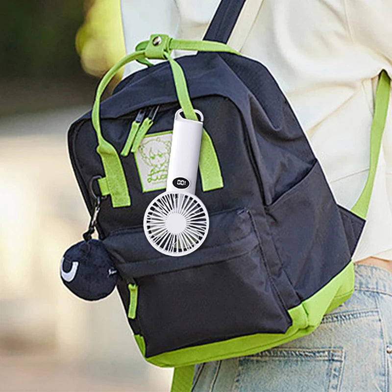 Portable Handheld Small Fan LCD Display with 6-Speed Wind Power Handheld/Vertical Multi-Purpose Small Fan