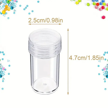30/12 Transparent Round Bead Storage Bottle with Lid Bead and Handmade Material Storage Can White Mini Container, Lightweight De