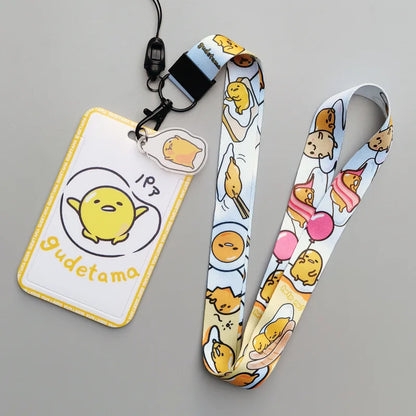 Gudetama ID Badge Holder Cartoon Lanyard Pendant Neck Strap Boys Girls Business Card Holder Keychain Accessories Kids Gifts