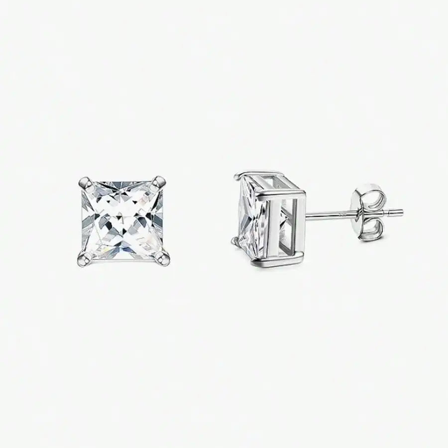 4-Piece Fashionable Micro-Inlaid Cubic Zirconia Women'S Stud Earrings, Gift For Festival