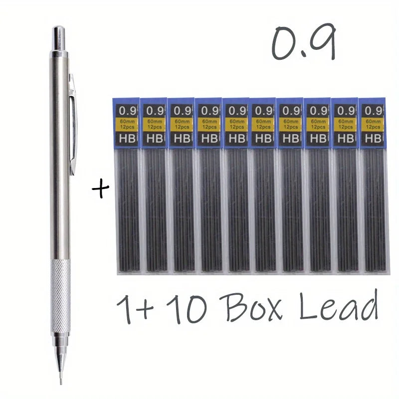 All Metal Mechanical Pencils 0.3, 0.5, 0.7, 0.9, 1.3 2.0Mm Lead Refills  Art, Writing, Sketching Retractable Design