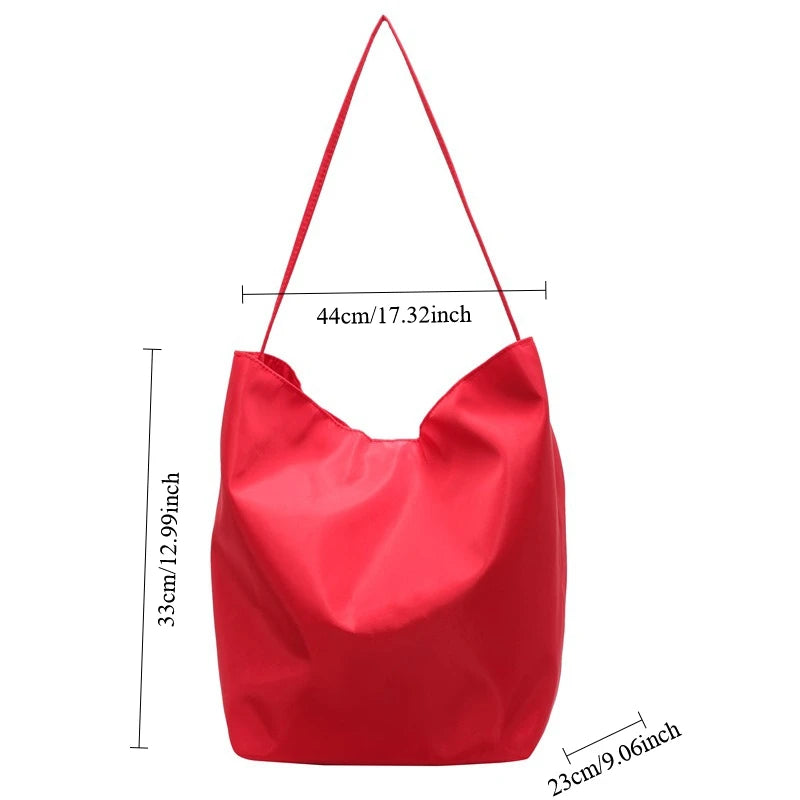 Minimalist Lazy Wind Tote Shoulder Bag Women's Large Capacity Underarm Bag Student Class Bucket Bag Retro Shopping Bags