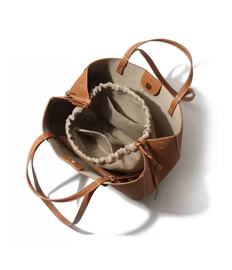 Luxury Designer Bag Women Large Capacity Leather Bucket Bag Senior Sense Crossbody Casual Broadband Shoulder Bag