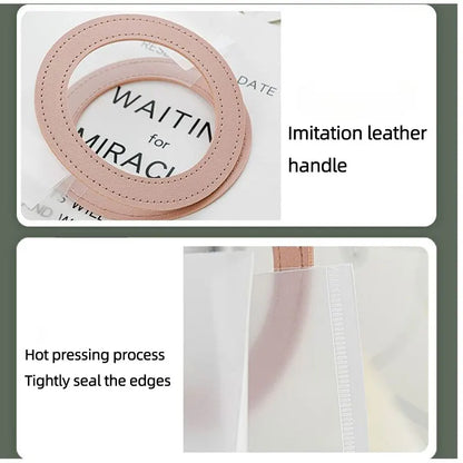 5/10PC Frosted Plastic Round Tote Bag Semi Transparent Gift Bag Gift Packaging and Storage Bag for Weddings Holidays and Parties