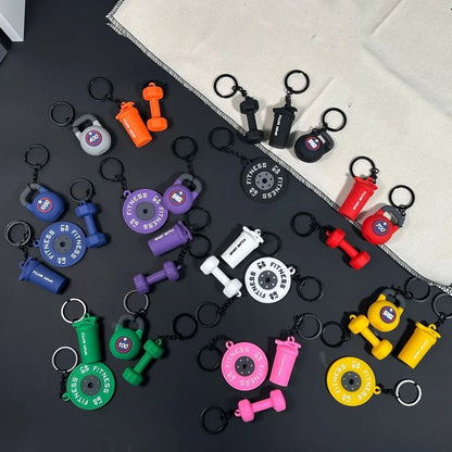 Unique PVC Mini Barbell Keychain Detachable Exquisite Bag Pendant Fitness Equipment Simulation Dumbbell Keychain Sports Prize