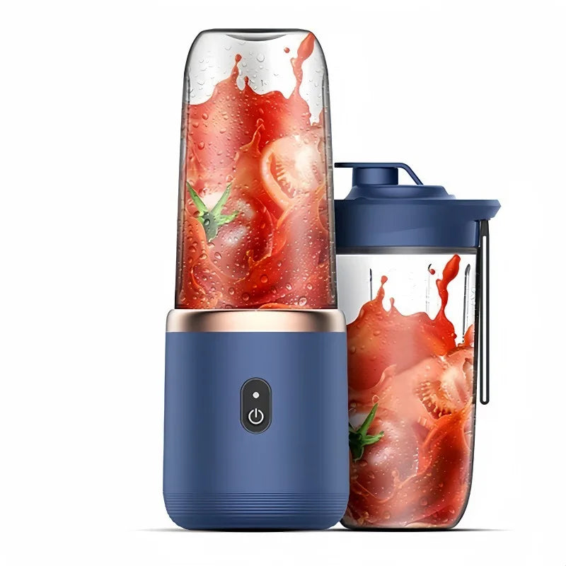 Portable Fruit Juicer Blenders Outdoor Personal Electric Mini Bottle Home USB Charge 6 Blades Double Cup Juicer Machine