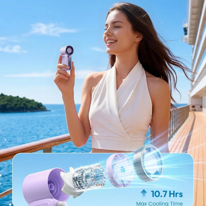Portable Handheld Mini Fan High Speed Personal Fan With LED Display USB Rechargeable Mini Fan With Lanyard For Makeup Travel