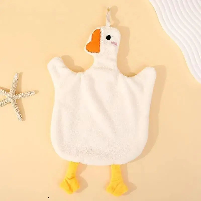 1PC Cartoon Goose Hand Towel - Water Absorbing Hanging Kitchen & Bathroom Towel for Home Essentials