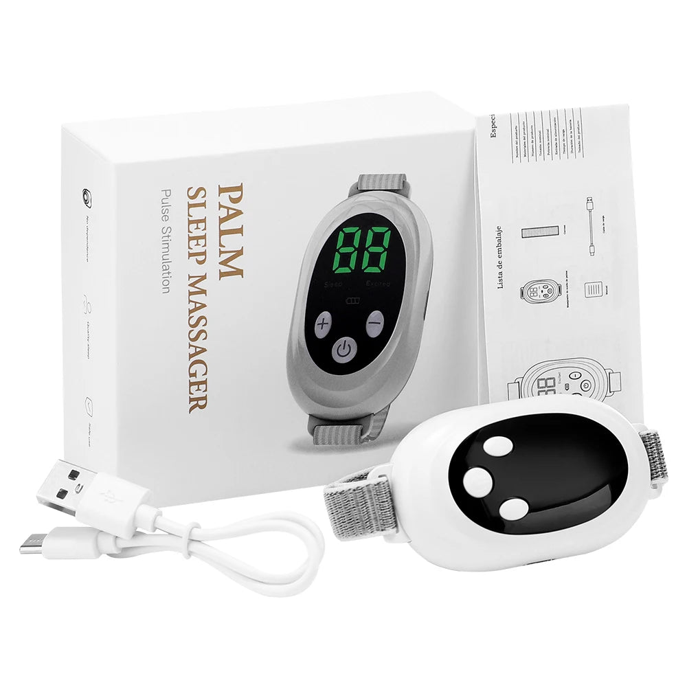 New Microcurrent Sleep Aid Device EMS Sleep Aid Machine Sleep Instrument for Insomnia Stress Anxiety Relief Palm Pulse Massager
