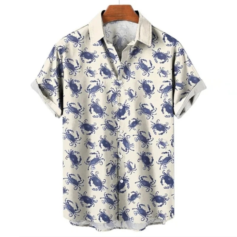 Hawaiian Flower Social Shirt 3d Print Boston Lobster Fashion Short Summer Casual Vintage Harajuku Cadiz Camisas Casuais Blouse