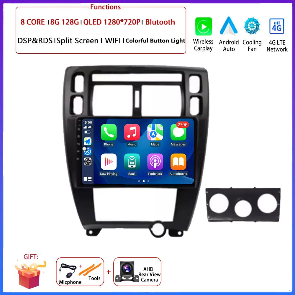 Player GPS Navigation Carplay Auto Android 16 For Hyundai Tucson 2004 -2009 Car Radio Multimedia Stereo Video
