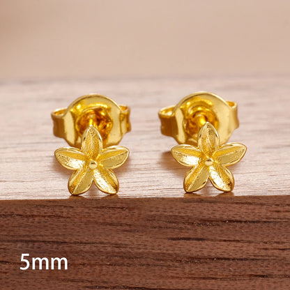 Exquisite Gold Color Simple Small Flower Stud Earring For Women Cute Hypoallergenic Daily Wear Ear Piercing Jewelry Wholesale