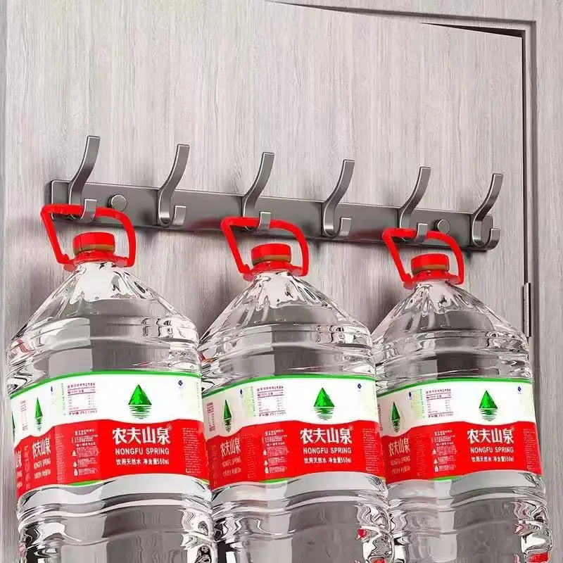 no drill Holes One Row Hangers Kitchen Towels Clothes Hats Toilet Towel Rack Storage Wall Mounted Door Back Rod Hook