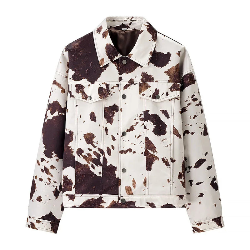 Cross-Border Best-Selling Women's Printed Collar Jacket Shirt Outerwear Full Sleeve Regular Type from Mainland China