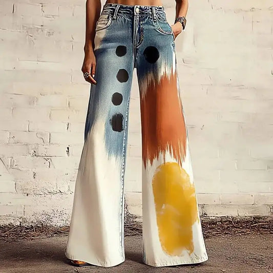 2025 Retro 3D Printing Fashion High Waist Pants High Street Loose Wide Leg Pants for Women Harajuku Trousers Spring Summer