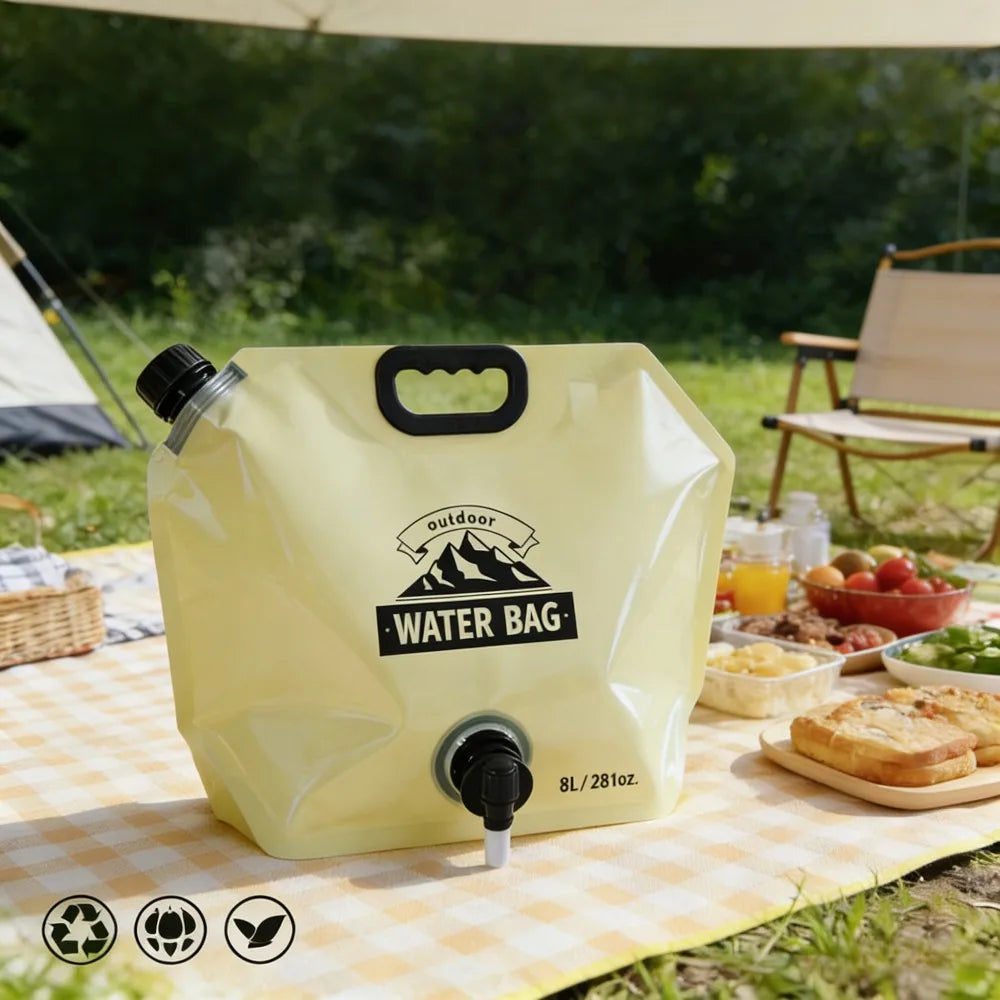 Camping Water Bag Outdoor Hiking Folding Water Bucket Bag with Faucet 8L Large Capacity Water Container Camping Supplies кемпинг