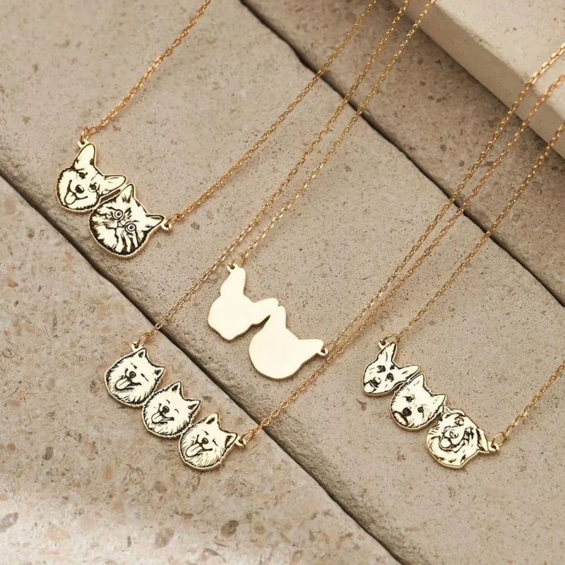 Custom Pet Portrait Necklace Pet Memorial Jewelry Pet Name Necklace Engraved Necklace Dog & Cat Necklace Women Necklace