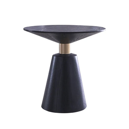 Modern Black Coffee Tea Table Solid Wood Round Sofa Side Table for Office Hotel Reception Furniture
