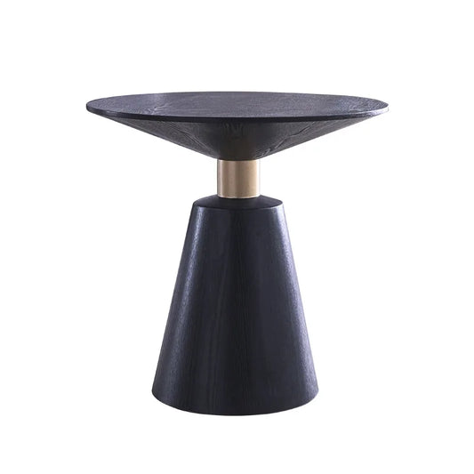 Modern Black Coffee Tea Table Solid Wood Round Sofa Side Table for Office Hotel Reception Furniture