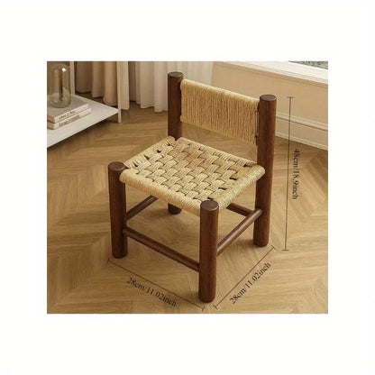 Shoe changing stool, woven stool, medieval rope woven stool, ins style Nordic solid wood home low stool with