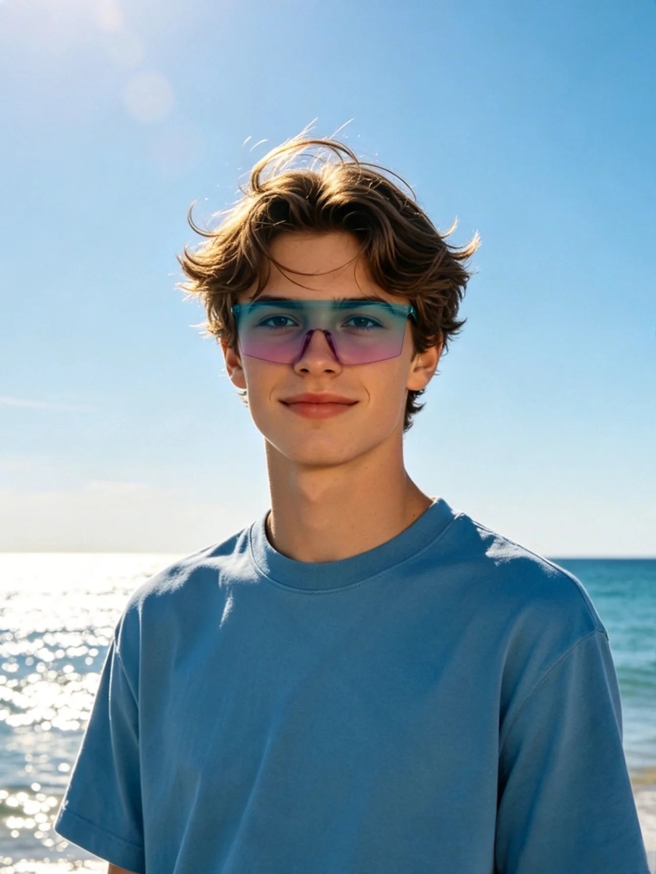 1PC, same style for men and women, stylish glasses, new model, large frame, vibrant colors, trendy, lens-integrated design, perf