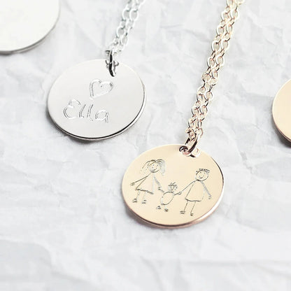 Child’s Drawing Necklace Personalized Drawing Necklace Kid's Handwriting Necklace Child’s Drawing Necklace Gift for Mom