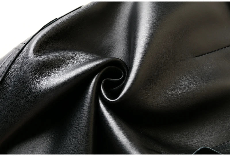 High Quality Genuine Leather High Waisted A-line Skirt Buttocks Wrapped Skirt Women's Fashionable Sheepskin Belt Short Skirt Y2k